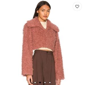 MAJORELLE Hazelnut Faux Fur Cropped Jacket size small